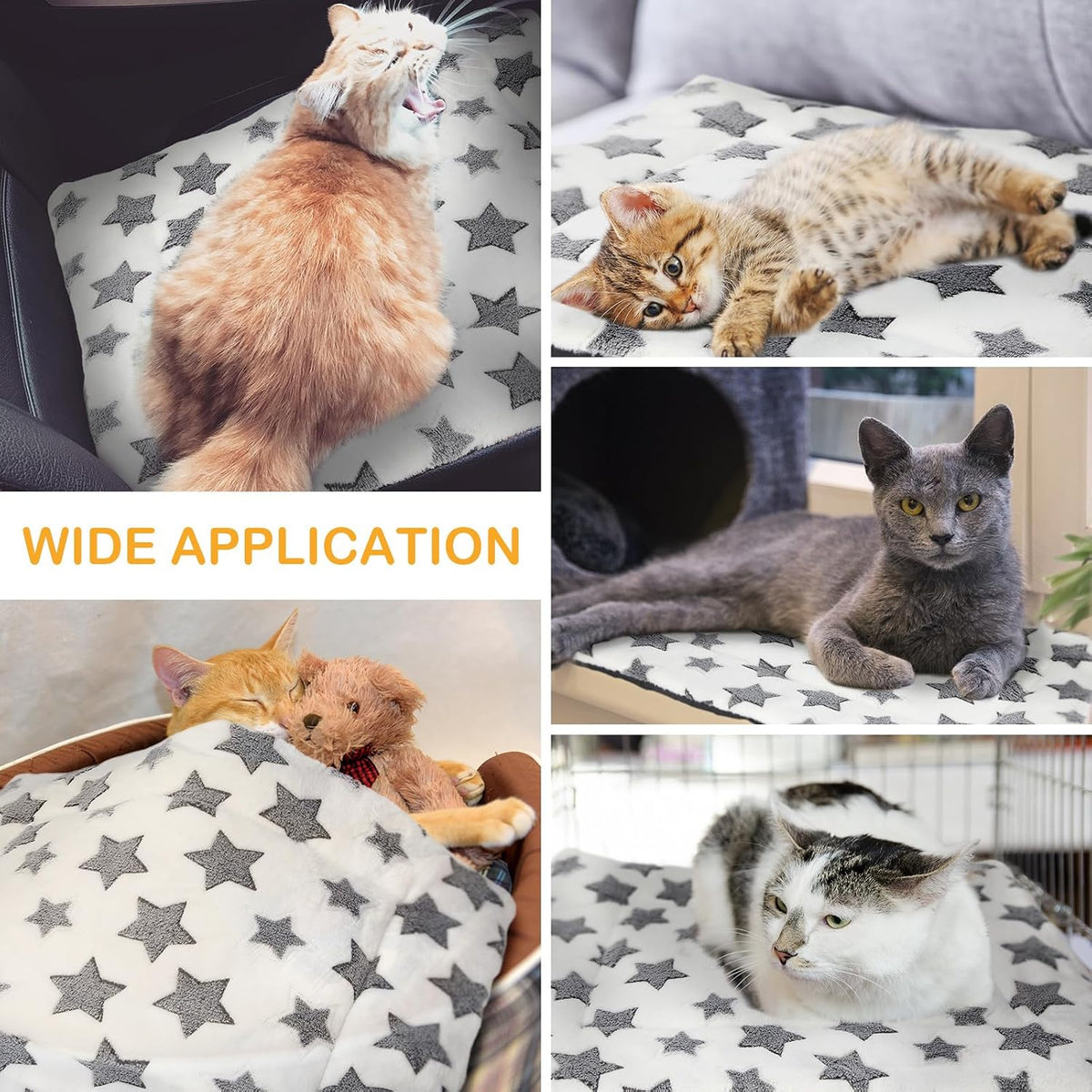 4 Pcs Dog Crate Pads Soft Warm - Rectangular 18 x 24 x 1.6 Inch / Star / White - image 4