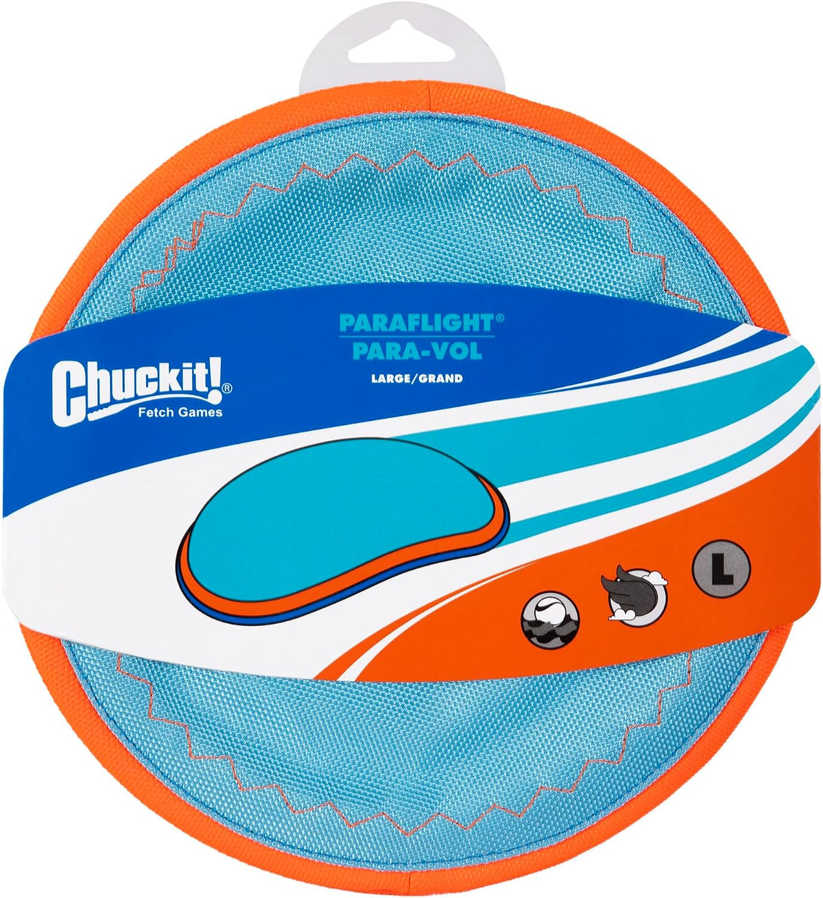 Chuckit! Paraflight Flying Disc Dog Toy, Floats, Size Large - Large / Blue/Orange - image 2