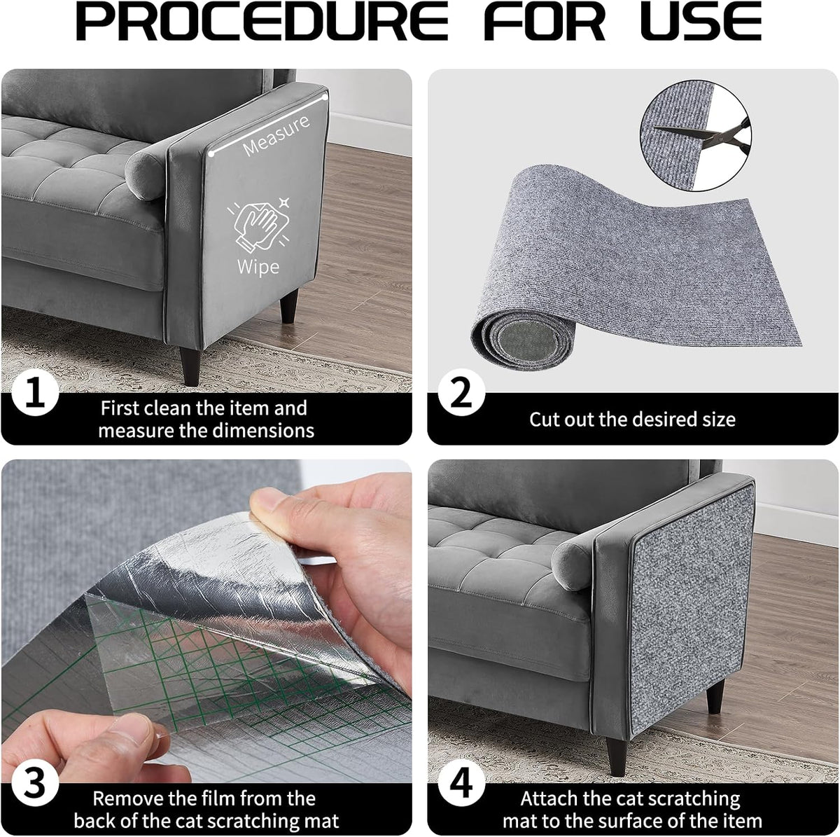 2 Pcs Self-Adhesive Cat Scratch Mat - Light Grey - image 4