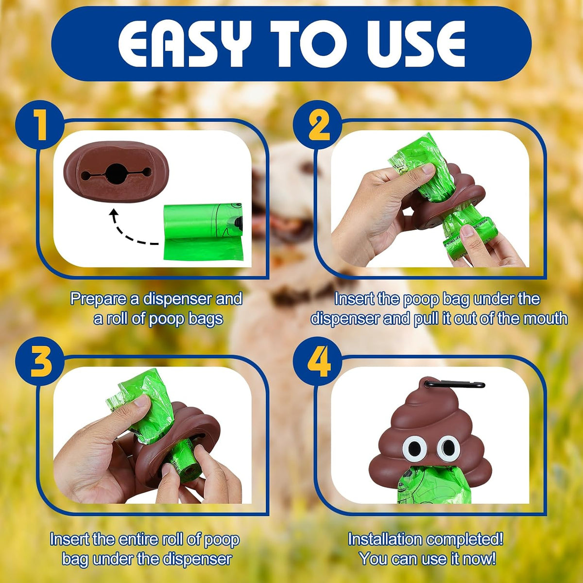 Letalong Dog Poop Bag With Holder - 10 Rolls - image 3