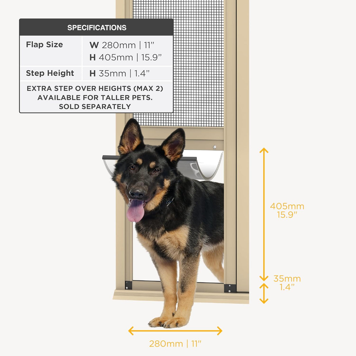 Hakuna Pets V2 Patio Pet Door Screen Insert Panel for Sliding Doors - Large / Cream - image 2