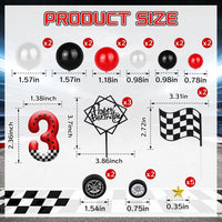 ZSMKJIAYE 25 piece racing cake topper set, red white black with number 3 candle - view 39
