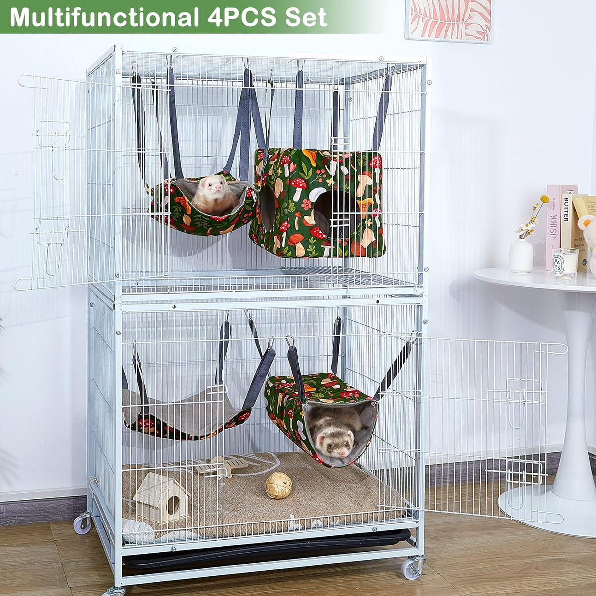 Glittme 4 Pack Cozy Ferret Hammock - Mushrooms - image 2
