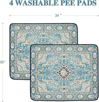 Qeils Washable Pee Pads for Dogs, 4 Pack Reusable Puppy Pads 30"x34" Super Absorbent Leakproof Dog Training Pads, Non-Slip Potty Pads for Crate, Floor, Couch, Whelping Pads Litter Mat Puppy Supplies