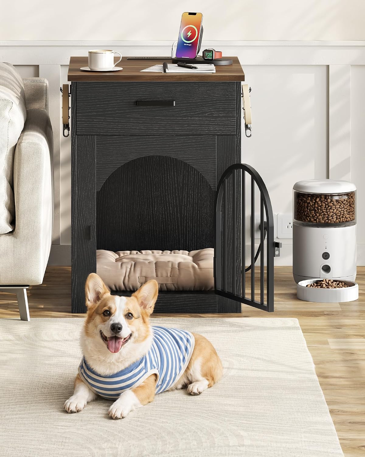 CHOEZON Dog Crate Furniture - Black and Walnut - image 3