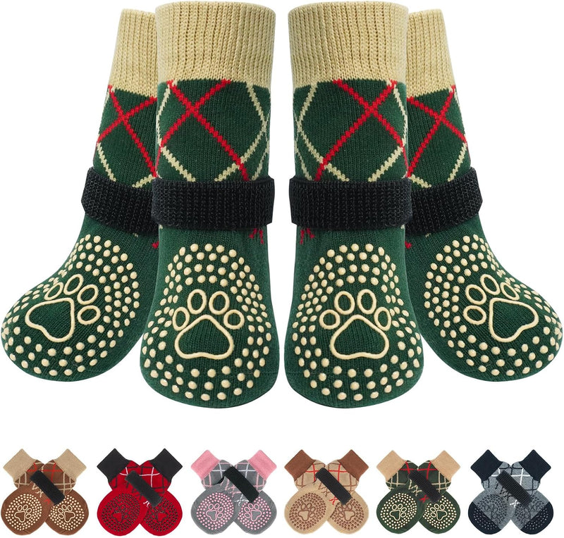 6PCS Dog Socks to Prevent Licking Paws for Hot/Cold Pavement – Essentials for Dogs - Green / M(Pack of 6)