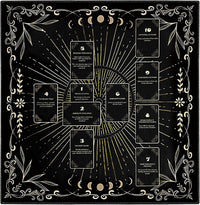 Knana white velvet tarot cloth with Celtic cross and moon design