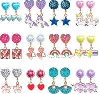 ELEMIRSA 12 Pairs Clip On Earrings Girl Party Favor Princess Clip on