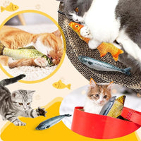 Catnip Toys 5 Pack - Simulation Fish Shape Realistic Fluffy Catnip Doll Interactive Pets Pillow Chew Bite Supplies for Cat Kitten Kitty