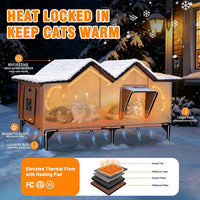 Outdoor Heated Cat House for Outside - Tan / XXL - image 2