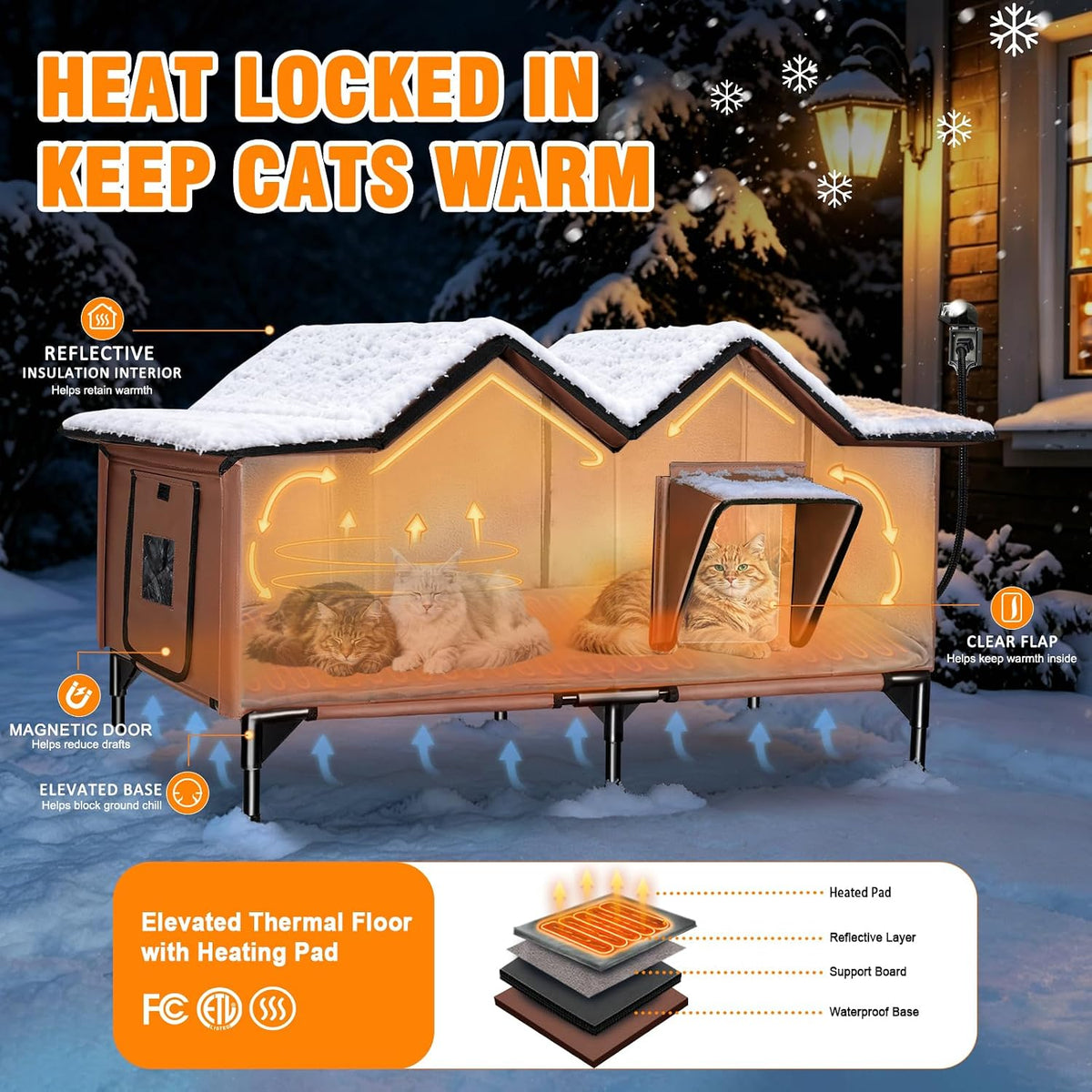 Outdoor Heated Cat House for Outside - Tan / XXL - image 2