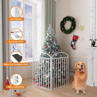 2 Panles Full Matel Freestanding Dog Gates with Door, 48"Extra Wide 36"Tall Free Standing Dog Pet Gate for Indoor & Outdoor. Foldable Pet Fences for Doorways, House, Stairs, Porch, Deck, Yard