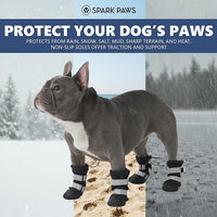 Spark Paws Dog Shoes, Waterproof Dog Boots for Medium to Large Dogs, Non Slip, Breathable Dog Booties and Paw Protectors - 4PCS Doggie Hiking Boots with Reflective Straps - Black, Size 5
