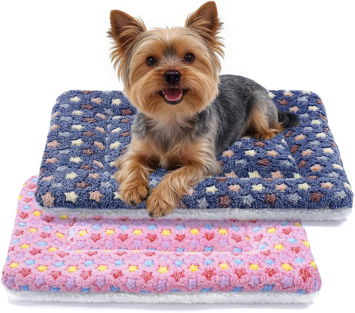 Mora Pets Cat Bed Ultra Soft Dog Crate Pad Star Print 14 x 17.5 inch - 24-Inch / pack - Pink/Dark Blue