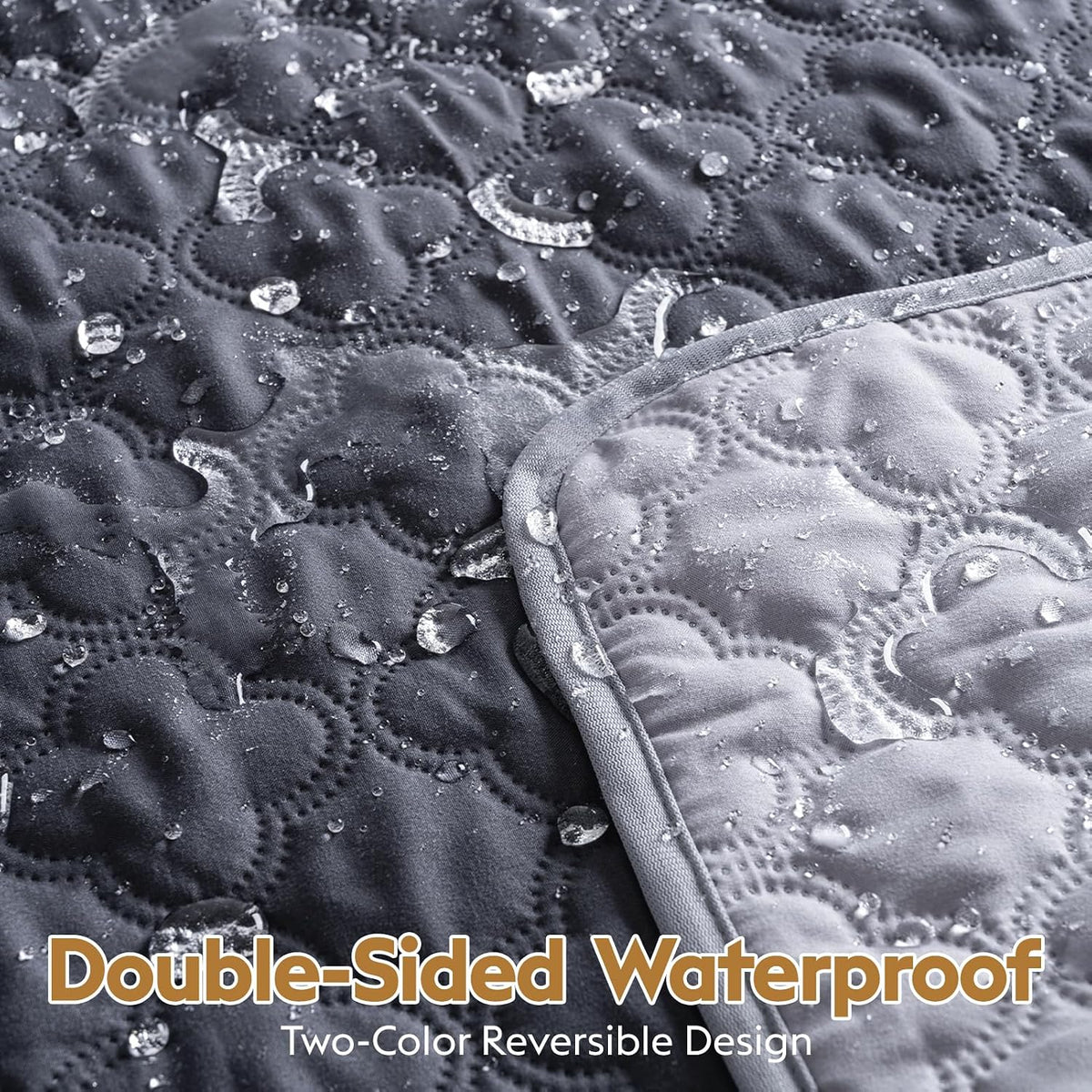 FunFurry Waterproof Dog Blanket, Couch Cover for Dogs Washable - 82 X 102 Inch - 1 Pack / Dark＆light Grey - image 2