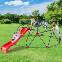 Olakids geometric climbing dome with slide, green steel frame for backyard play - view 10