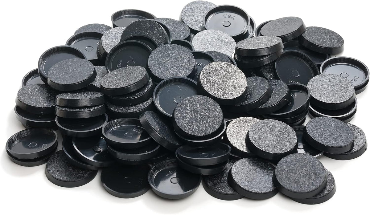 EasyPegs 25mm textured plastic round bases for miniatures, 120 count