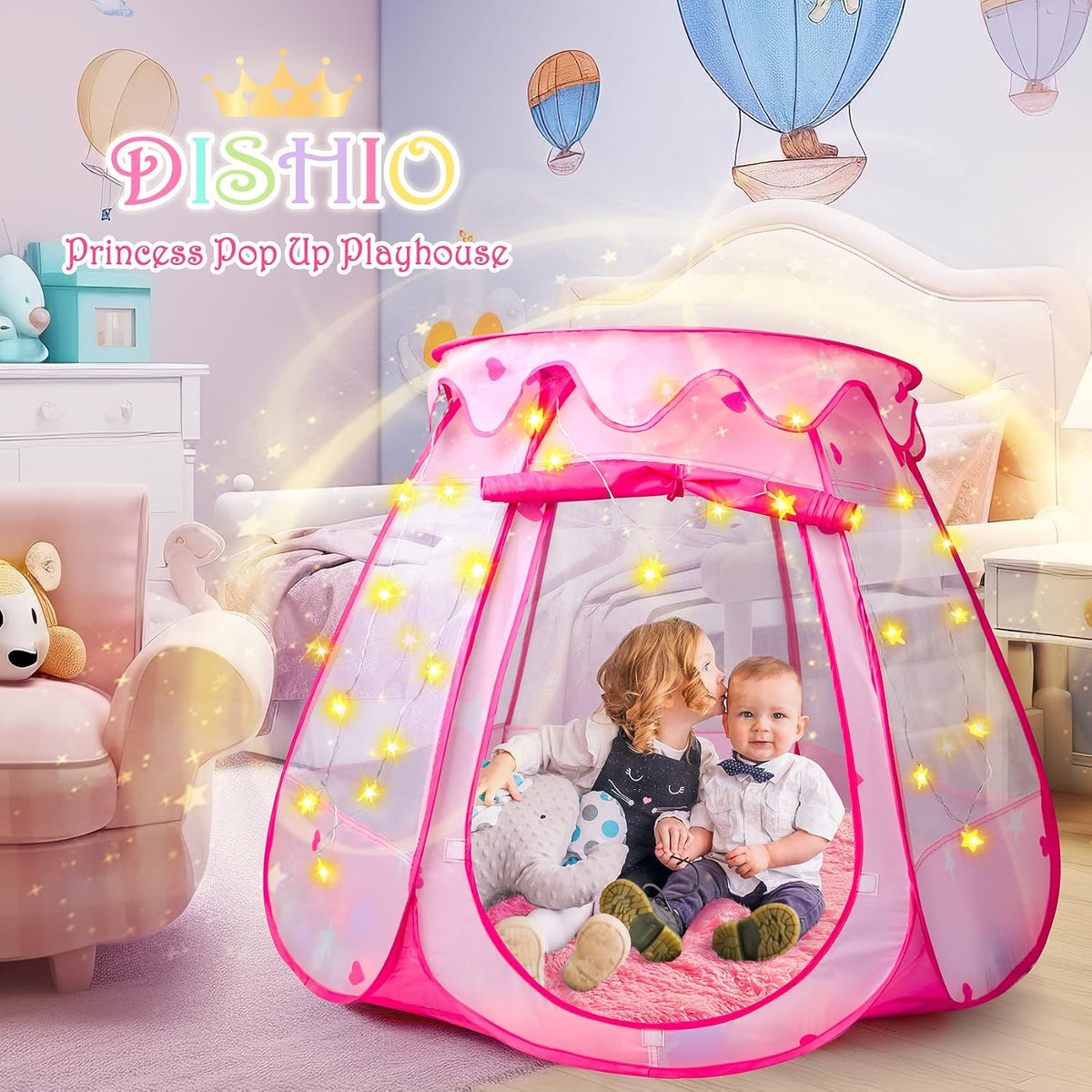DISHIO Ball Pits with 50 Balls - Pink-with Pink Rug - image 2