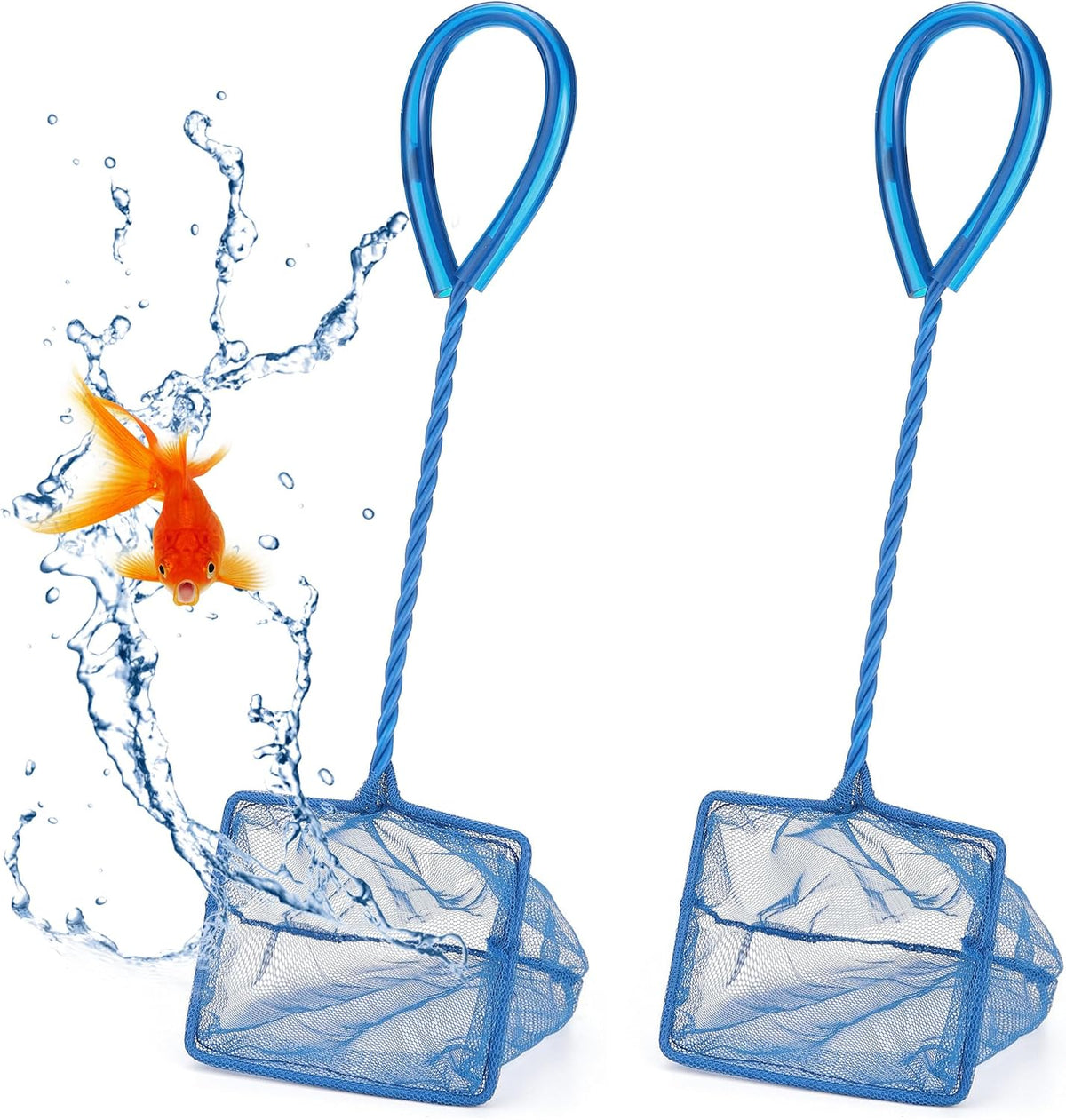 Mogoko 2 Pack Aquarium Net Fish Net Small Net Multi-Size Fine Mesh - 2. Blue / 4 Inch