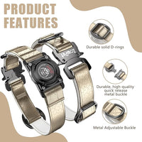 Airtag Dog Collar - Leather Dog Collar with Airtag Holder| IP68 Waterproof AirTag Holder with Metal Buckle, Comfortable GPS Dog Collars Tracker for Medium Large Dogs (Champagne Gold, M)