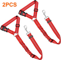 2 Pack Dog Seat Belt for Car, Headrest Restraint Safety Leads – Essentials for Dogs - Red / Elastic - image 2