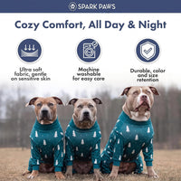 Spark Paws Dog Pajamas - Stretch Onesie Recovery Full Leg Surgery Suit PJS – Essentials for Dogs - Frosty Night / 4XL - image 4
