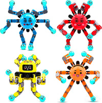 Transformable Fidget Spinner Toys for Kids and Adults - 1 Red+1 Orange+1 Yellow+1 Blue