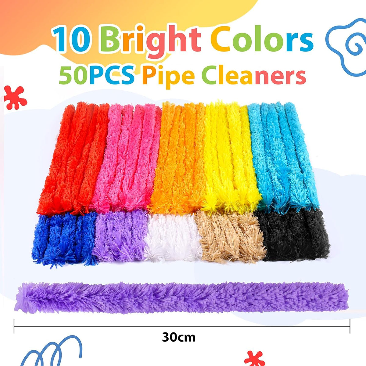 Caydo 50PCS Extra Thick Pipe Cleaners with 100pcs Eyes - Multicolor - image 3