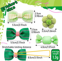 20Pcs Brown Dog Hair Bows with Rubber Bands for Small Medium Dogs – Essentials for Dogs - Green-A336 - image 4