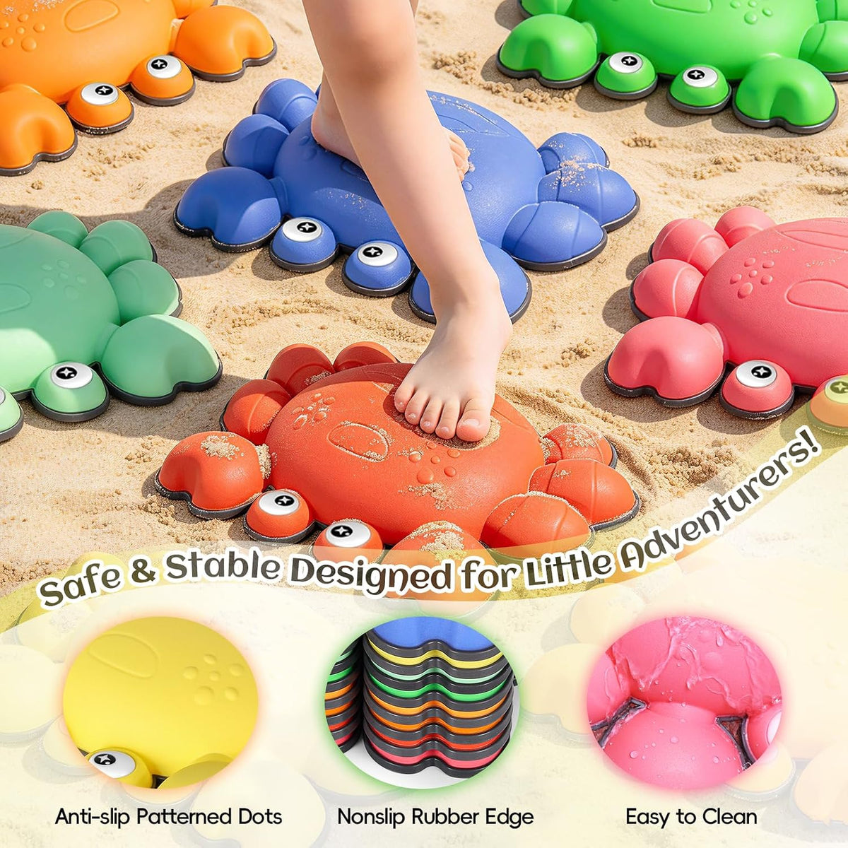 TOPNEW crab balance stepping stones for kids in bright colors, set of 6 - view 31