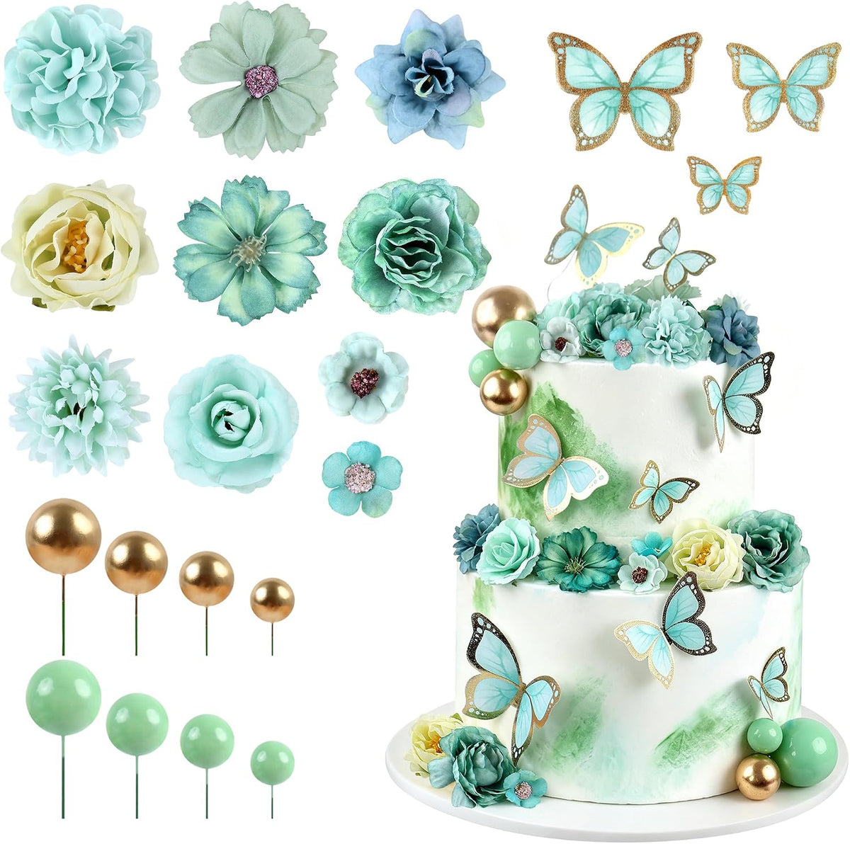 30Pcs 2D Waterproof Swallowtail Butterfly Cake Topper Transparent - Not Edible / Mixed Colors2