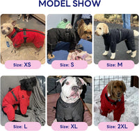 Full Body Dog Coat,Warm Dog Fleece Jackets with Harness Built in Windproof Dogs Snowsuit Zip up Pet - Rose Red / XX-Large - image 4
