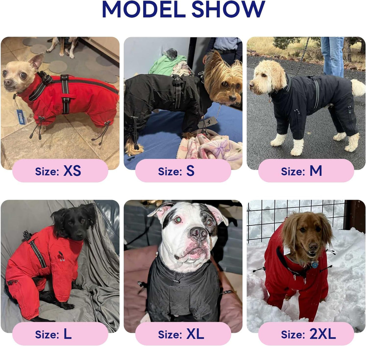 Full Body Dog Coat,Warm Dog Fleece Jackets with Harness Built in Windproof Dogs Snowsuit Zip up Pet - Rose Red / XX-Large - image 4