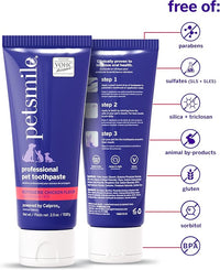 Petsmile Professional Pet Teeth Brushing Kit for Cats & Dogs - Only VOHC Accepted Toothpaste & Patented Toothbrush - Proven to Control Plaque & Tartar Calprox Formula (Rotisserie Chicken, 2.5 Oz)