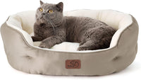 Bedsure Small Dog Bed Washable, Round Cat Beds for Indoor Cats - 25"L x 21"W x 8"Th / Camel