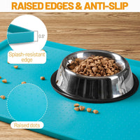Hubulk Dog Feeding Mat,100% Waterproof Food Grade Silicone Pet Food and Water Bowl - Green(Teal) / 19"l X 12"w - image 3