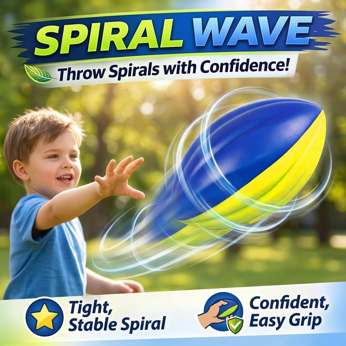 Liberty Imports 3-pack of 8.5 inch soft foam footballs for kids in blue and neon yellow - view 3