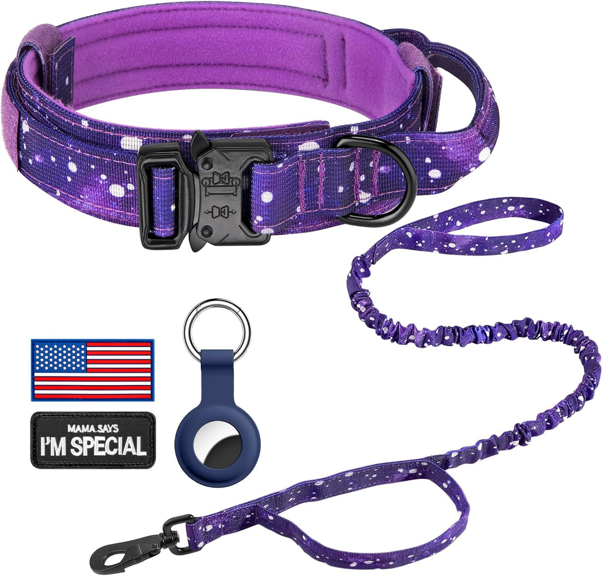 DAGANXI Tactical Dog Collar - Purple sky-SET / L