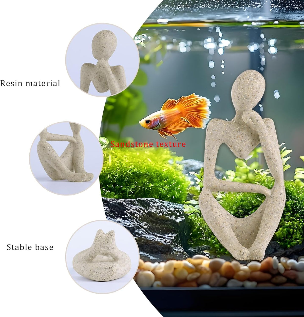 Minimalist Thinker Statue, Fish Tank Decor - Right Thinking - image 4