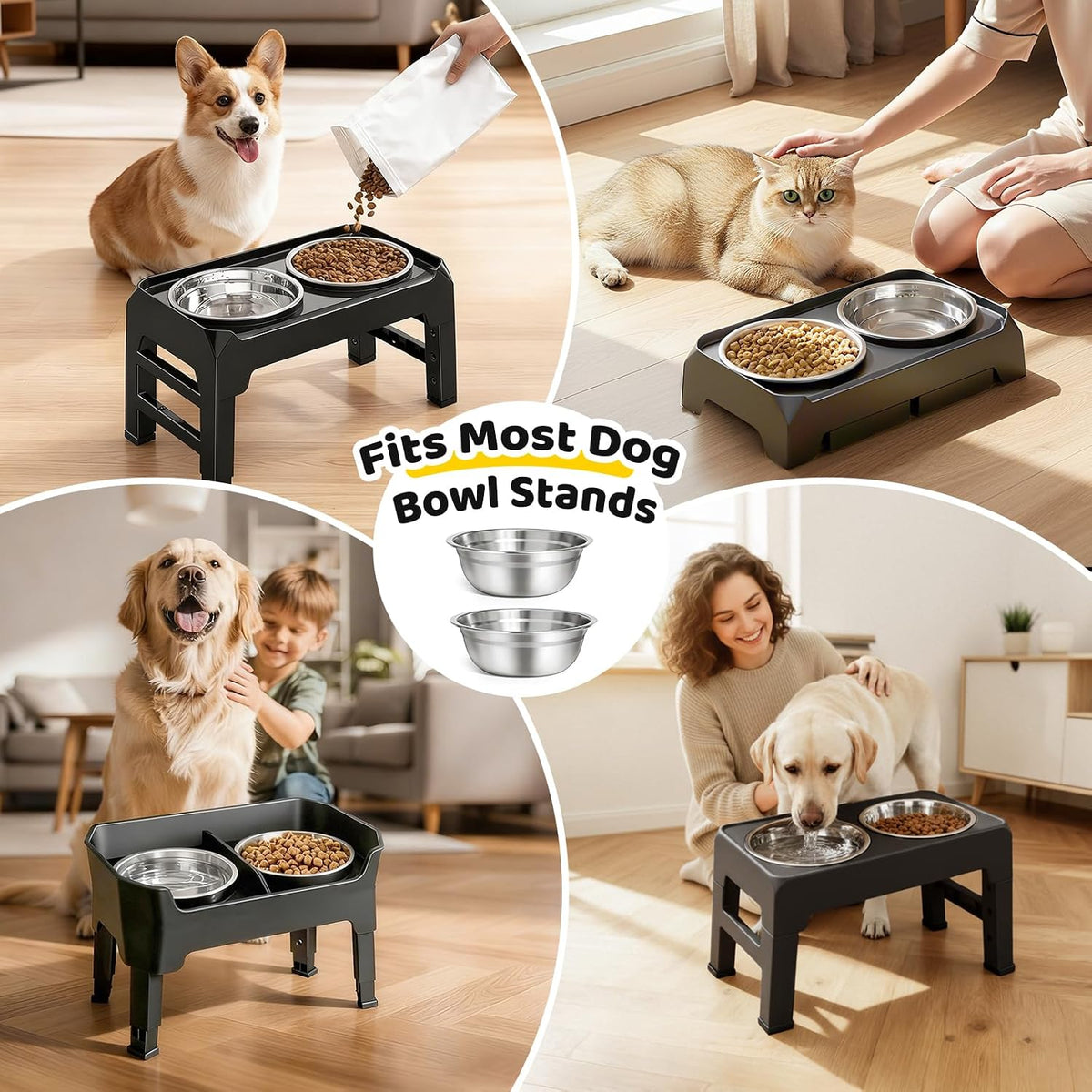 URPOWER 4 Pack 8" Stainless Steel Dog Bowls - 2 Pack - image 4