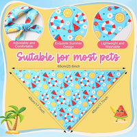 Preboun 100 Pieces Summer Bandanas for Dogs Bulk Hawaiian Dog Bandanas Fruit Kerchief Set for Summer Puppy Small Medium Large Pets Costume Accessories