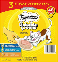 Temptations Lickable Spoons Adult Wet Cat Treats, 48 Spoons, Variety Pack