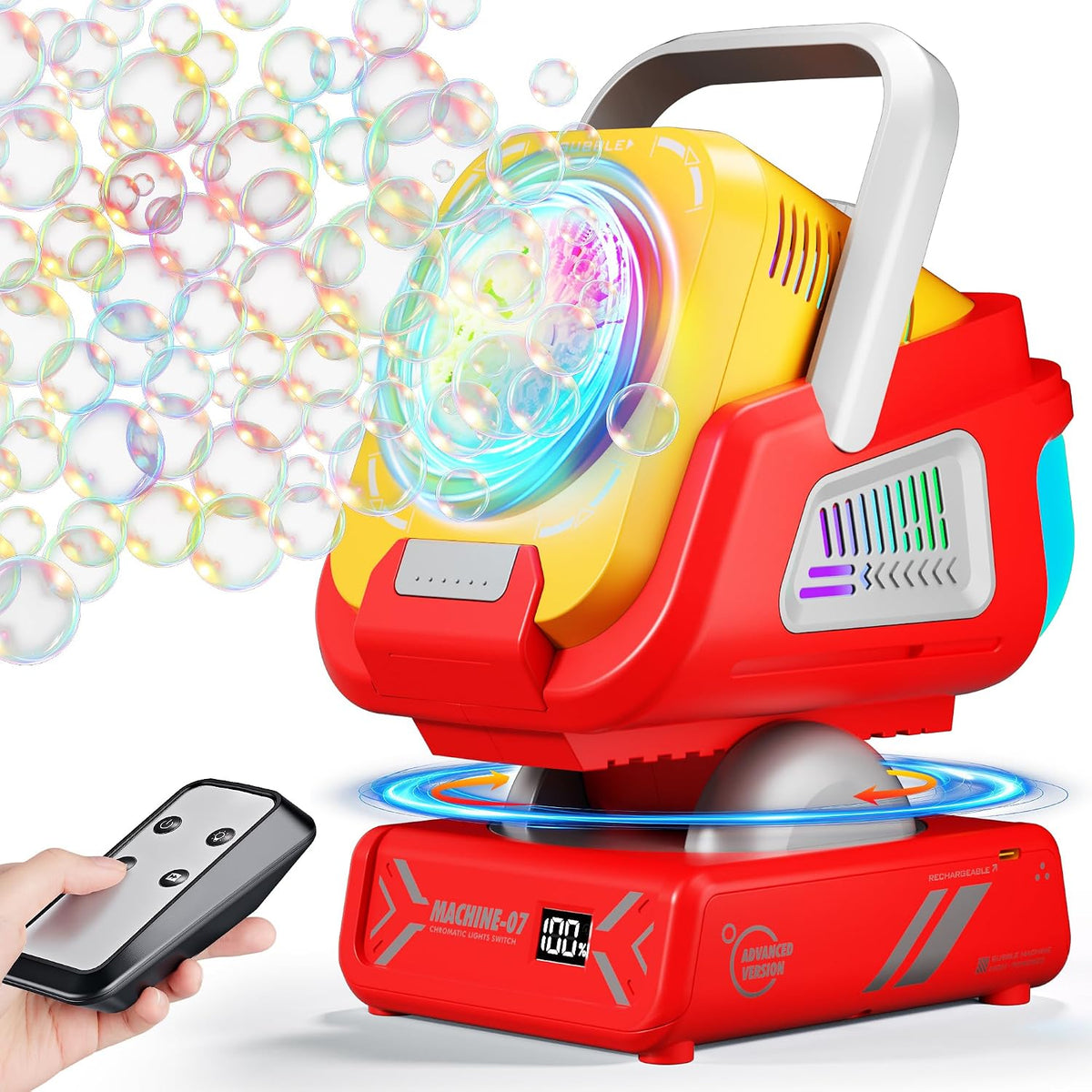 Upgraded Bubble Machine Outdoor Toys for Kids & Wedding Party – Fun for Kids & Family - Red