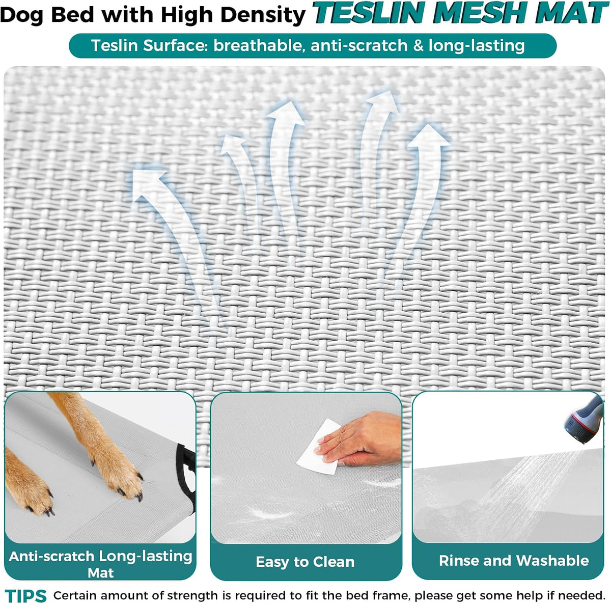 Outdoor Elevated Dog Bed with Canopy for Large Dogs, Grey, XL – Essentials for Dogs - image 4