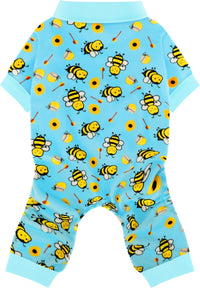 Dog Pajamas Onesie: Comfortable Four-Legged Apparel for Small - Sky Blue Cute Little Bee / XS-(2~5lb) | Chest(~13.7")