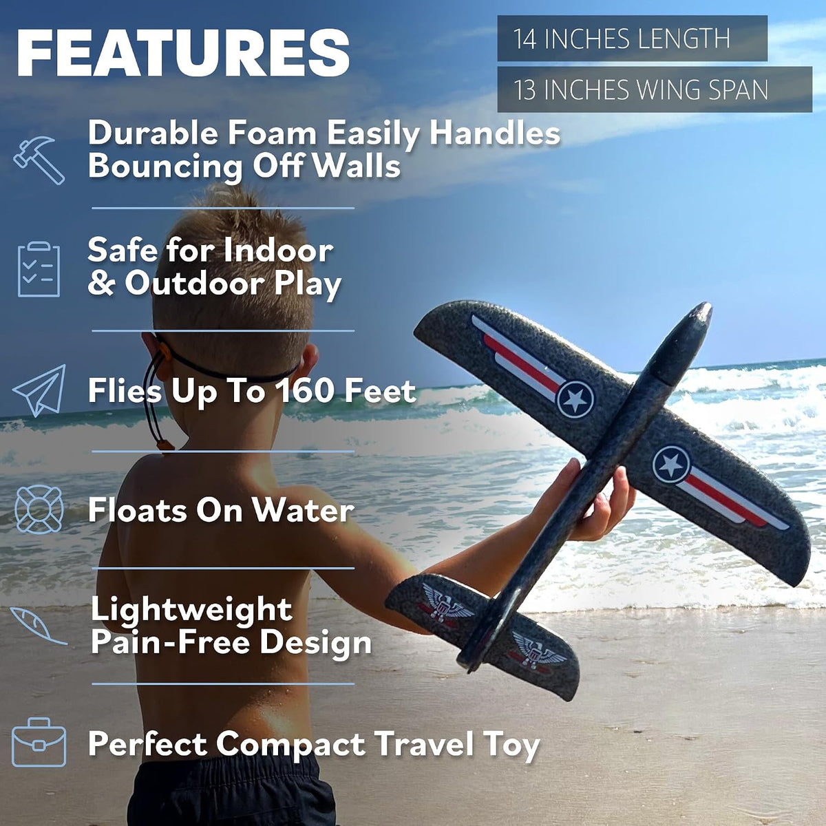 Foam Airplane Toy for Kids, Easy to Throw Glider Plane - 1 Plane Glider - image 4