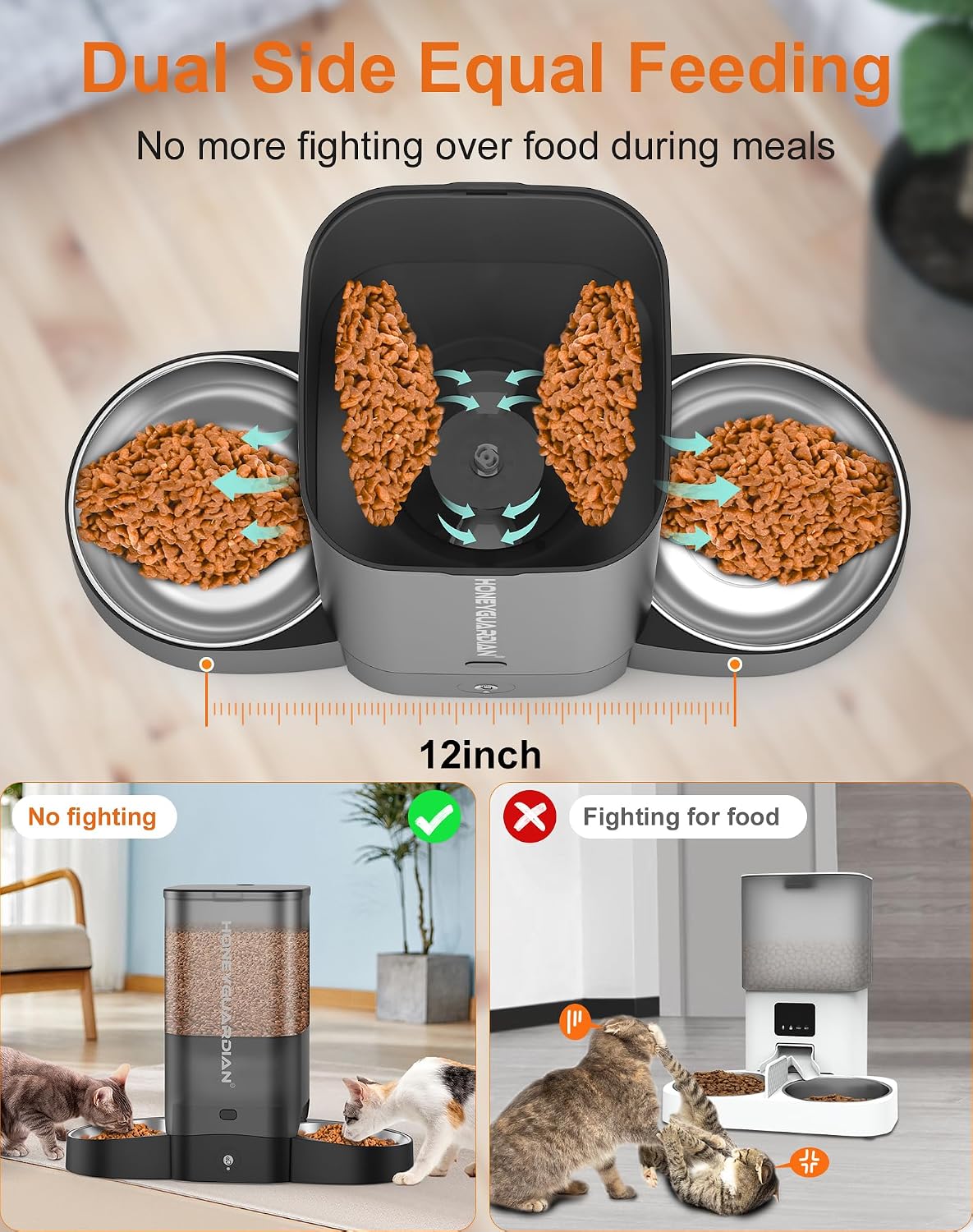 HoneyGuaridan Automatic Cat Feeder for 2 Cats - 5L WIFI - image 2