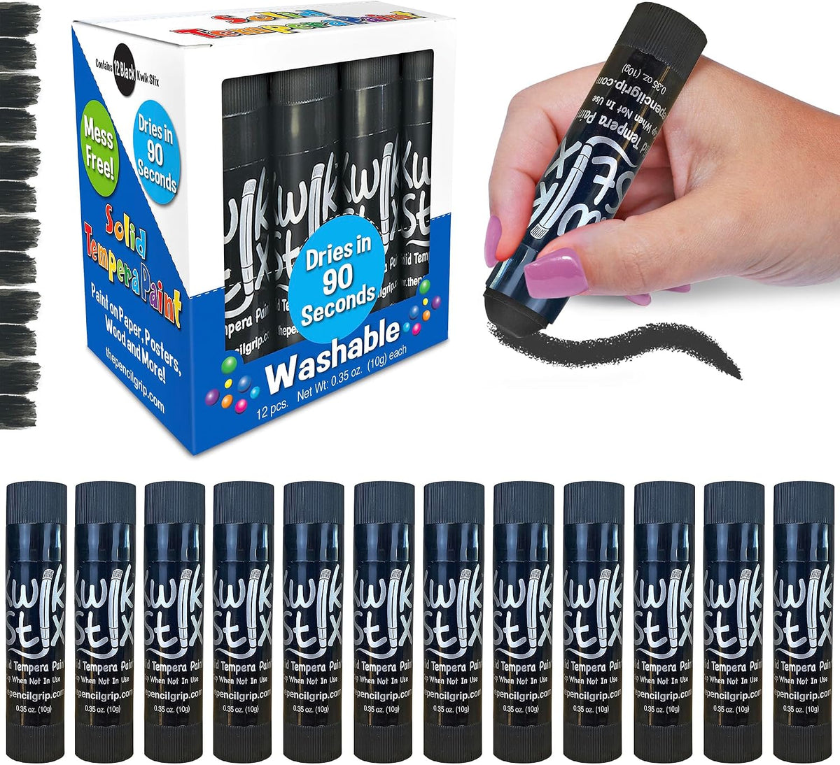 Kwik Stix solid tempera paint sticks, 12 pack in light blue, twist-up washable paint - view 6