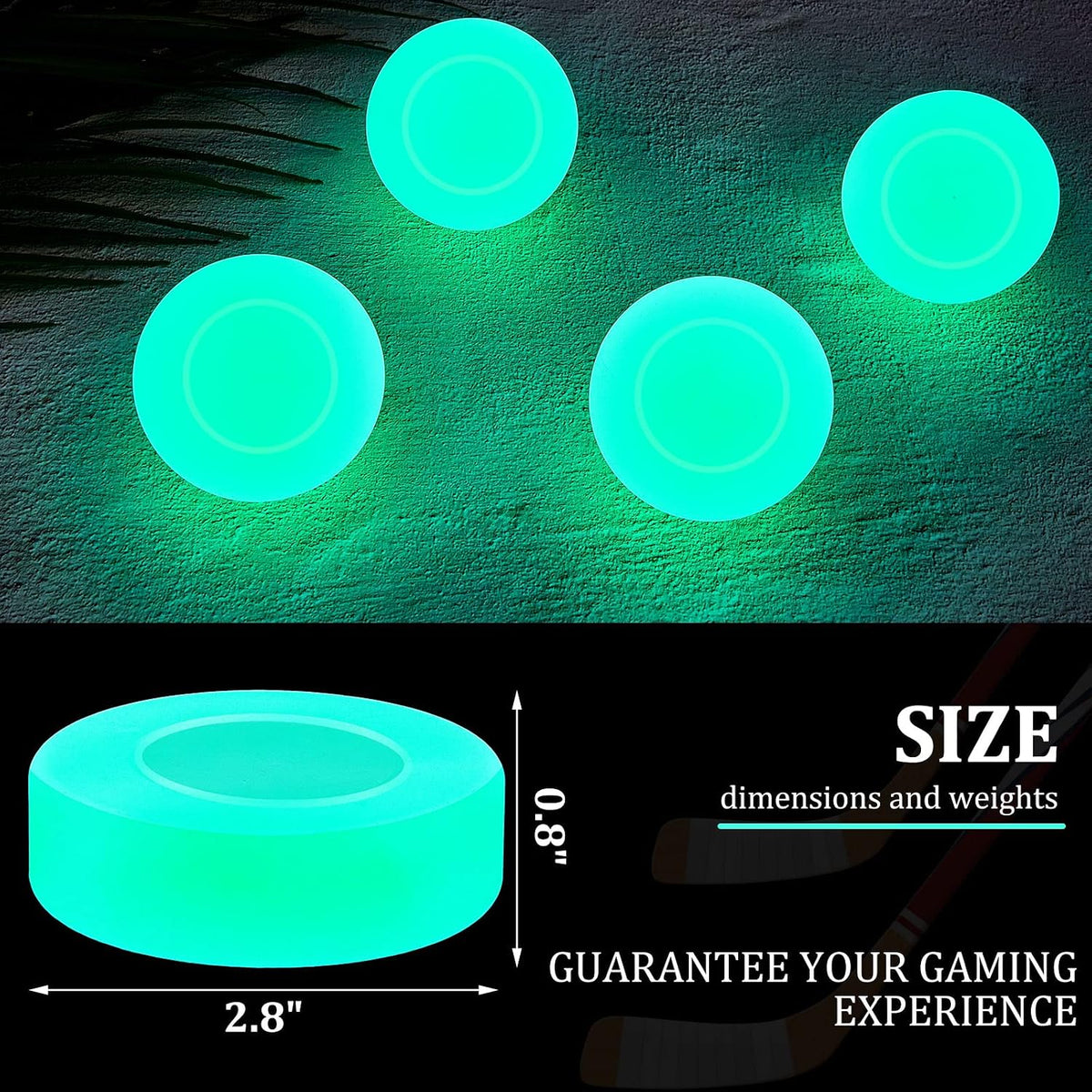 Deekin glow in the dark hockey pucks glowing green, PVC pucks with matte finish - view 15
