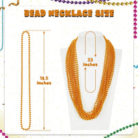 Huskein Bead Necklace, 33" Colorful Mardi Gras Beads Necklaces - Orange / 120 - image 2
